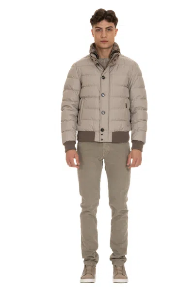 Moorer Bomber Down Jacket In Neutral