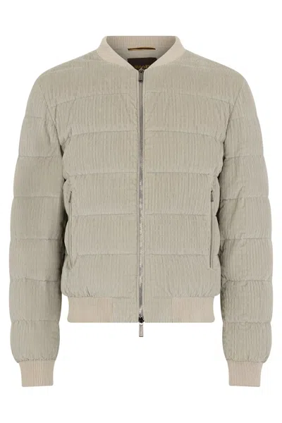 Moorer Light Beige Jacket With Zip And Collar In Gray