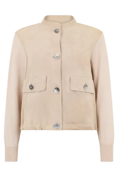 Moorer Light Beige Versatile Jacket With Collar And Buttons. In Pink
