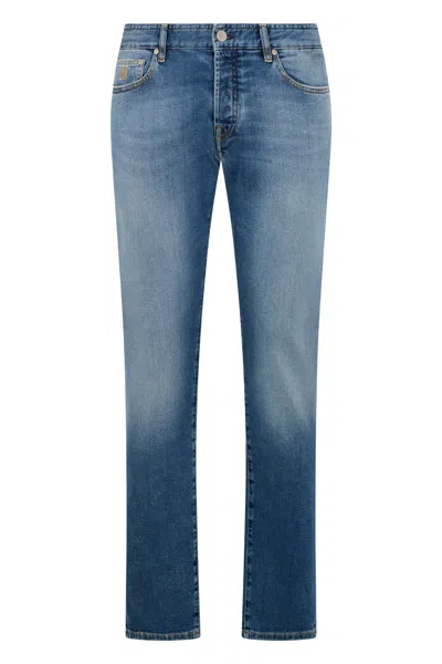 Moorer Light Blue Straight Jeans, Classic Cut