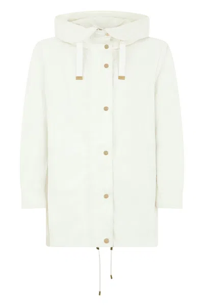 Moorer Light Coat With Adjustable Hood In White