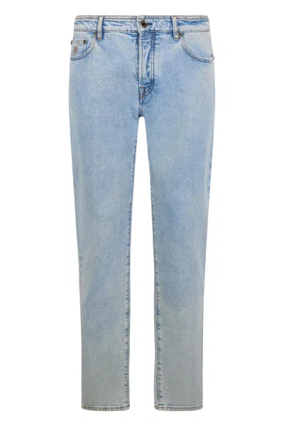 Moorer Light Denim Jeans With Straight Fit In Blue