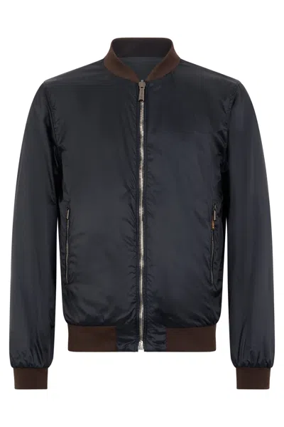 Moorer Light Elegant Bomber Jacket For Any Occasion In Blue