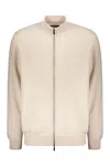 Moorer Light Ivory Cardigan With Zip And Cuffs In Neutral