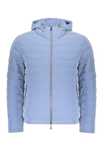 Moorer Lightweight Down Jacket With Hood In Blue