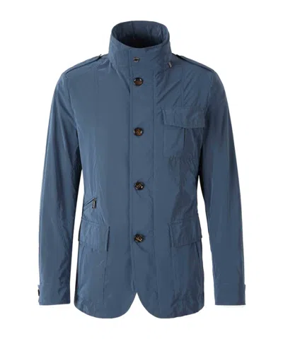 Moorer Lightweight Hooded Jacket In Blue