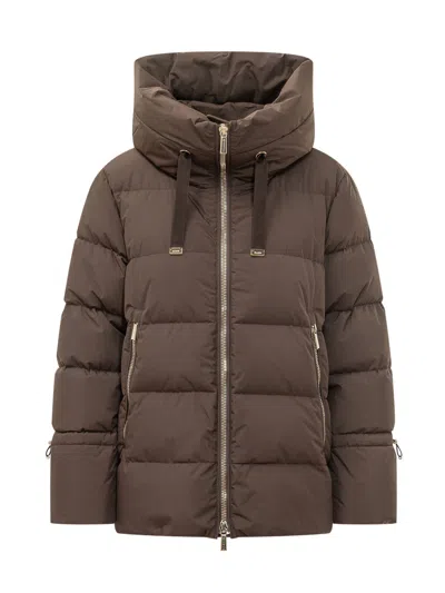 Moorer Lightweight Quilted Down Puffer Jacket In Brown