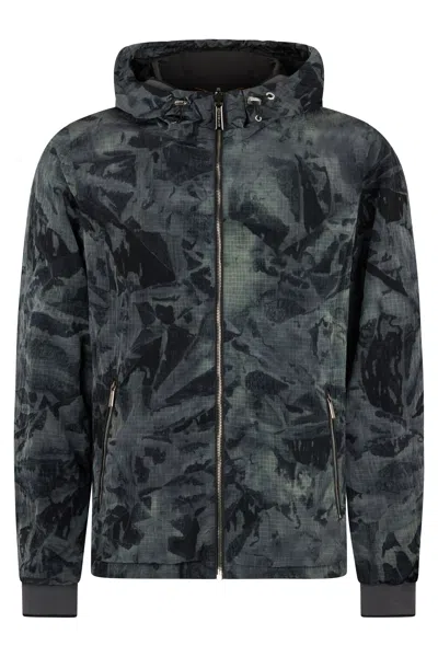 Moorer Lightweight Waterproof Jacket With Gray Camouflage Hood