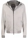 Moorer Lightweight Zipped Leather Jacket In Grau