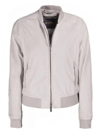 Moorer Lin-ur Zip Jacket In Gray