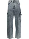 Moorer Lively-101 High-rise Cargo Jeans In Blue