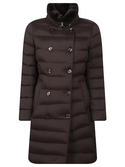 Moorer Logan-s3 Double-breasted Quilted High-collar Down Coat In Brown