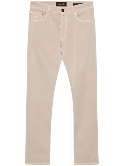 Moorer Logo-embroidered Tapered Trousers In Neutrals