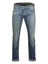 Moorer Logo-patch Cuffed Jeans In Blue