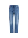 Moorer Logo-patch Jeans In Blue