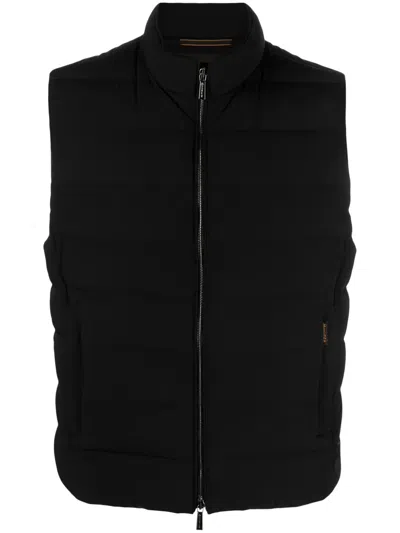 Moorer Logo-tag Padded-design Gilet In Schwarz