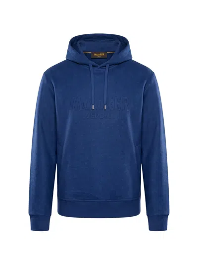 Moorer Logo-detail Drawstring Hoodie In Blue