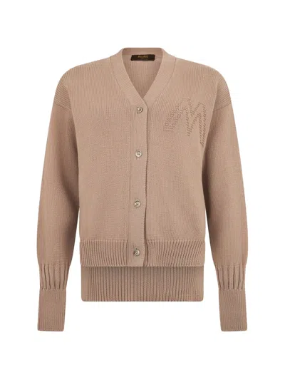 Moorer Logo-embroidered Cardigan In Metallic