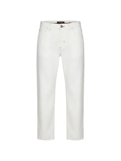 Moorer Logo-patch Straight-leg Jeans In 白色