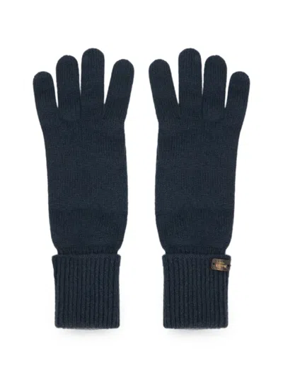 Moorer Logo-plaque Gloves In Blue