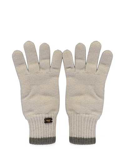 Moorer Logo-plaque Ribbed-trim Gloves In Gray