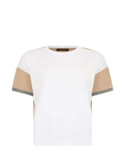 Moorer Logo-print Panelled T-shirt In White