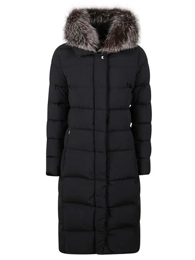 Moorer Long Black Padded Coat