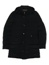 Moorer Black Hooded Long Down Jacket In Animal Print