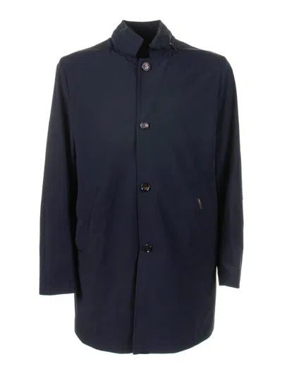 MOORER LONG NAVY BLUE TRENCH COAT