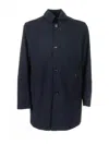 Moorer Long Navy Blue Trench Coat With Buttons In Blue