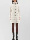 Moorer Long Padded Coat With Belt And High Collar In White