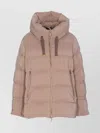 Moorer Long Padded Quilted Jacket Hood In Pink