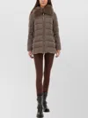 Moorer Long Padded Quilted Jacket With Fur Collar In Neutral