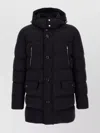 Moorer Long Quilted Hood Zippered Pockets Jacket In Brown