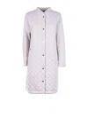 Moorer Long Quilted Trench Coat With Buttons In Pink