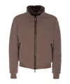Moorer Casual Jacket With Fur Collar And Ribbed Finish In Brown