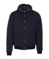 Moorer Padded Jacket With Removable Hood And Zip Pockets In Blue