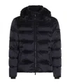Moorer Hooded Quilted Down Jackets With Side Pockets In Blue