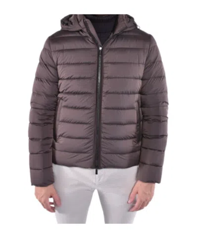 Moorer Long Sleeve Cotton Coat In Brown