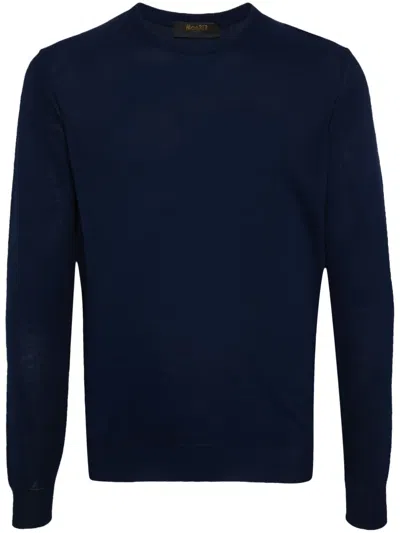 Moorer Long-sleeve Cotton Jumper In Blue