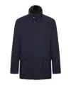 Moorer Short Jacket Featuring High Collar And Pockets In Blue