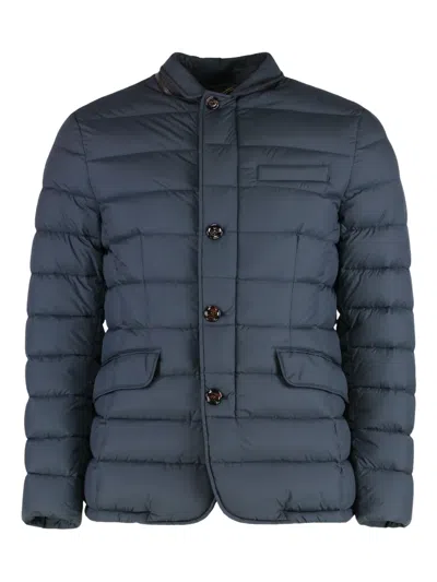 Moorer Long-sleeve Quilted Down Jacket In Blue