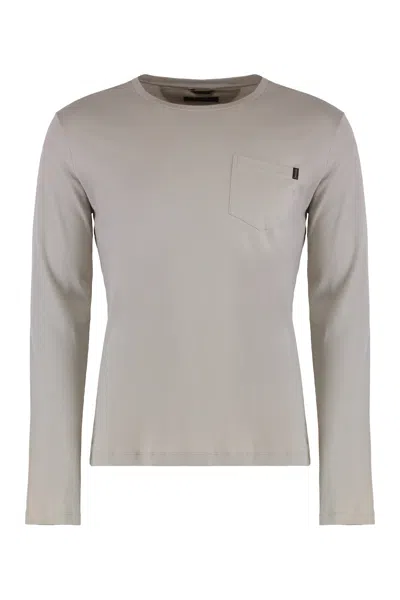 Moorer Long Sleeve T-shirt In Cotton And Cashmere In Gray