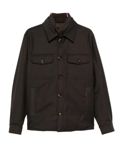 Moorer Long-sleeved Casual Jacket In Brown