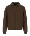 Moorer Stretch Polyester Albori Jacket Hood And Pockets In Brown