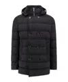 Moorer Double-breasted Hooded Quilted Down Jacket In Black