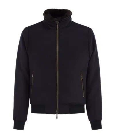 Moorer Long-sleeved Down Jacket In Blue