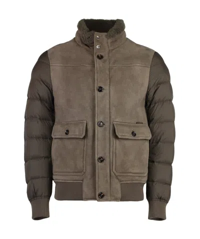 Moorer Long-sleeved Down Jacket In Brown