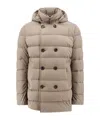Moorer Quilted Double-breasted Hooded Jacket With Side Pockets In Nude