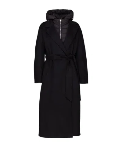 Moorer Long-sleeved Hooded Coat In Black